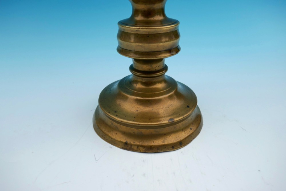 Antique Metalware 16thc Single Brass Pricket Candlestick.   Flemish. C1490-C1520 View IV