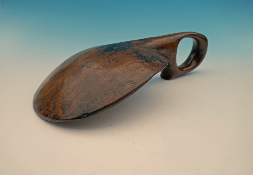 Antique 19thc Treen Sycamore Dairy Skimmer.    Welsh C1820-40. View IV