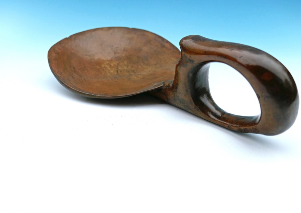 Antique 19thc Treen Sycamore Dairy Skimmer.    Welsh C1820-40. View V