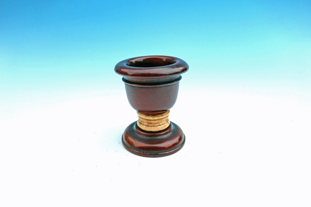 Antique 19thc Treen Bone & Mahogany Turned Salt.    English C1820-40.