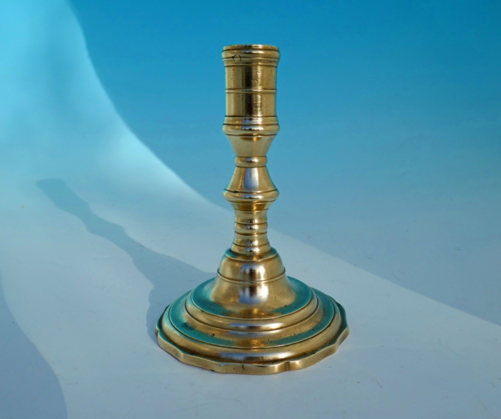 Antique Metalware Single 17thc Brass Candlestick.  Flemish C1670-90.