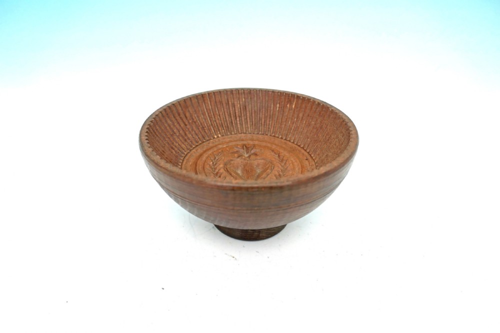 Antique Treen Early 19thc Beech Carved Flummery Mould.   English C1820-30. View II