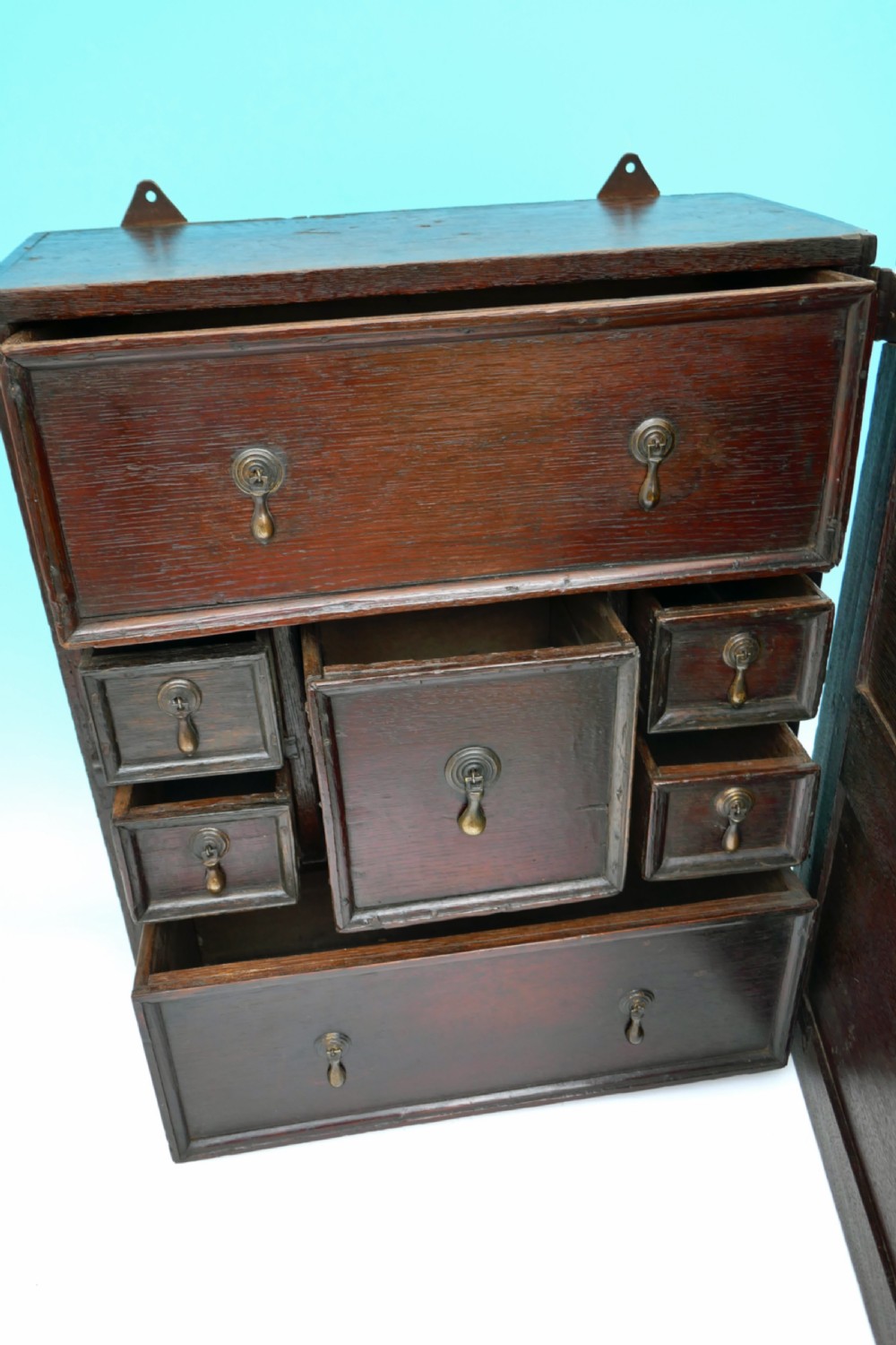 Antique Period Oak 17thc Joyned Mural Spice Cupboard.     English C1670-90