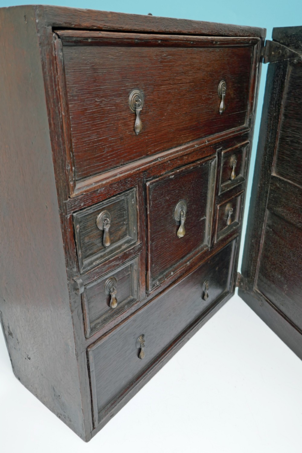 Antique Period Oak 17thc Joyned Mural Spice Cupboard.     English C1670-90 View VII