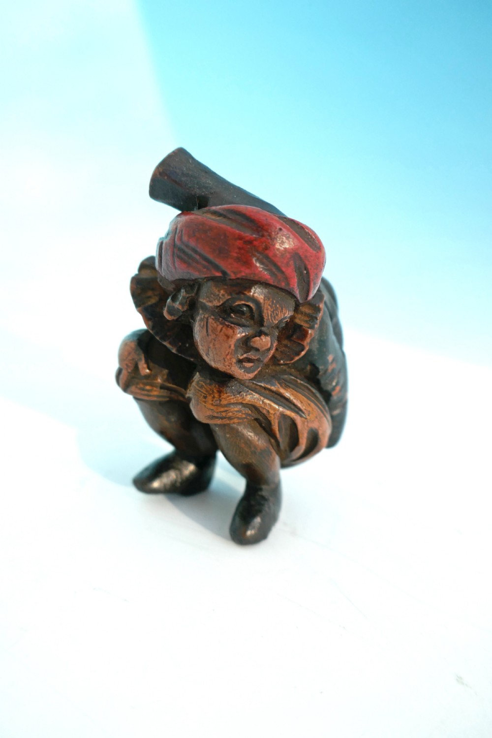 Antique 19thc Treen Painted Snuff Box 