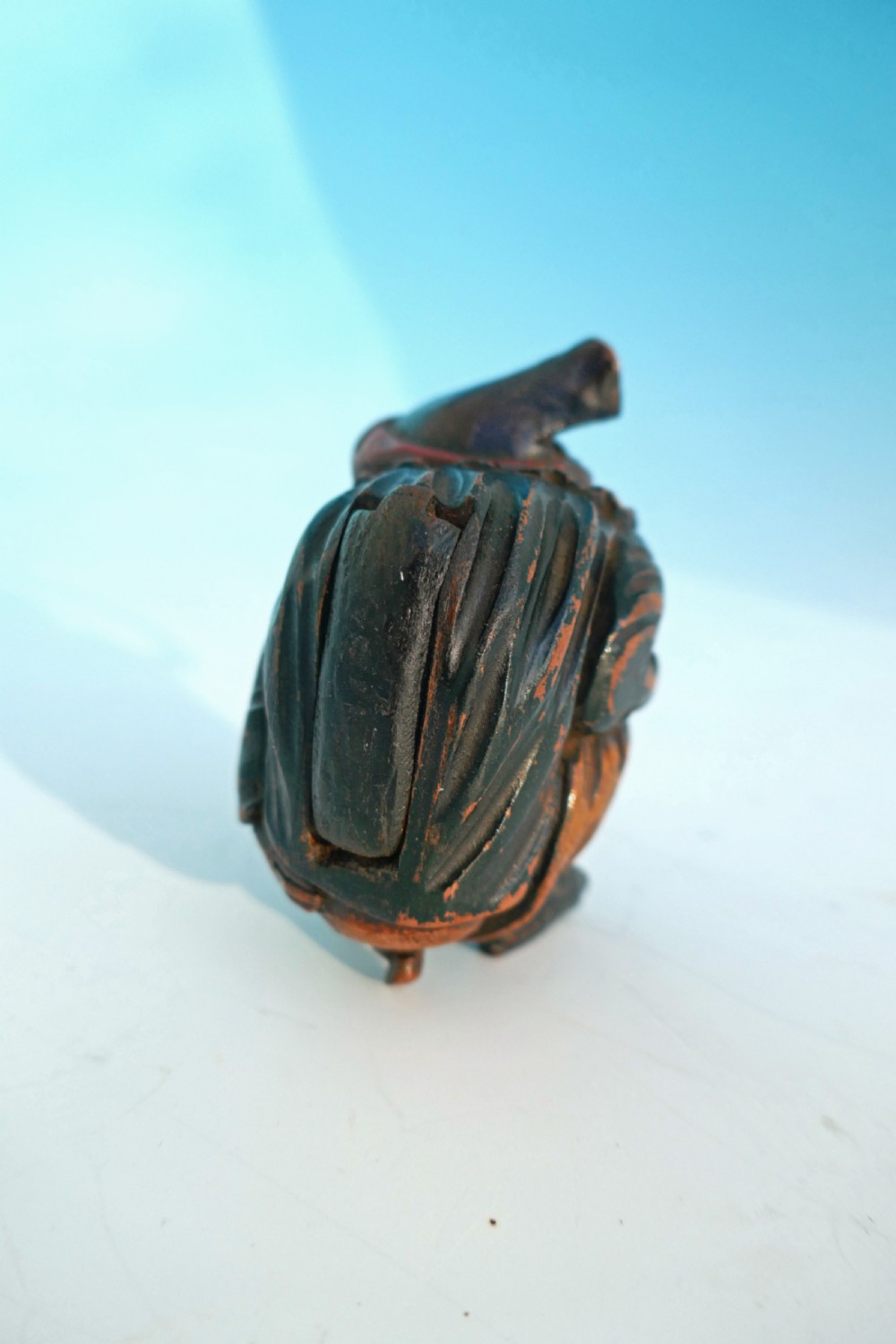 Antique 19thc Treen Painted Snuff Box 