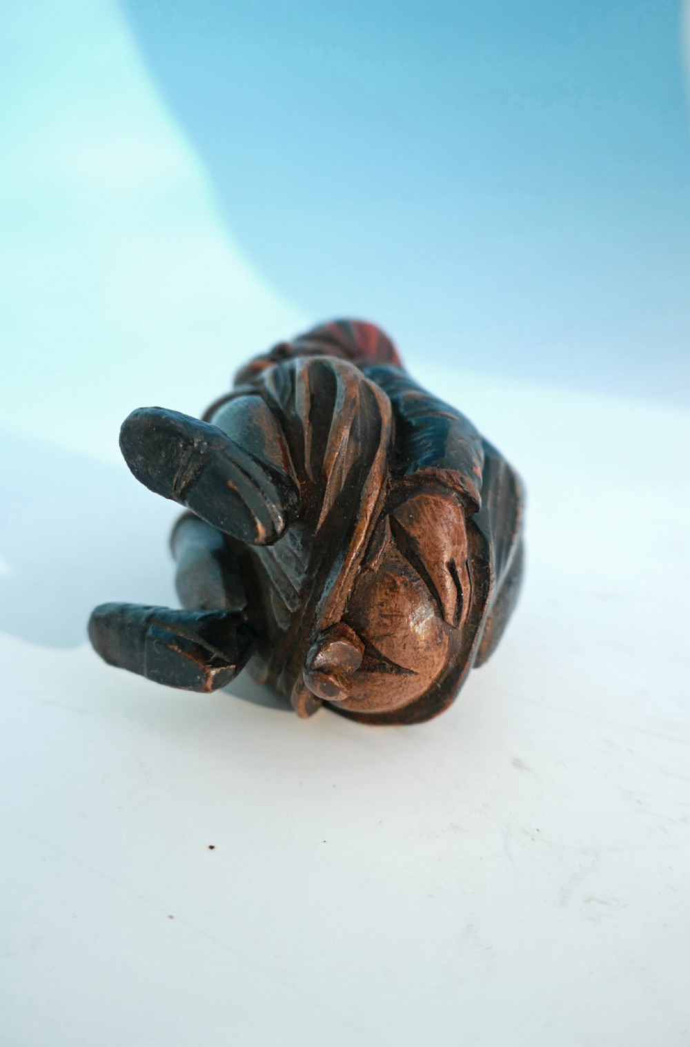 Antique 19thc Treen Painted Snuff Box 