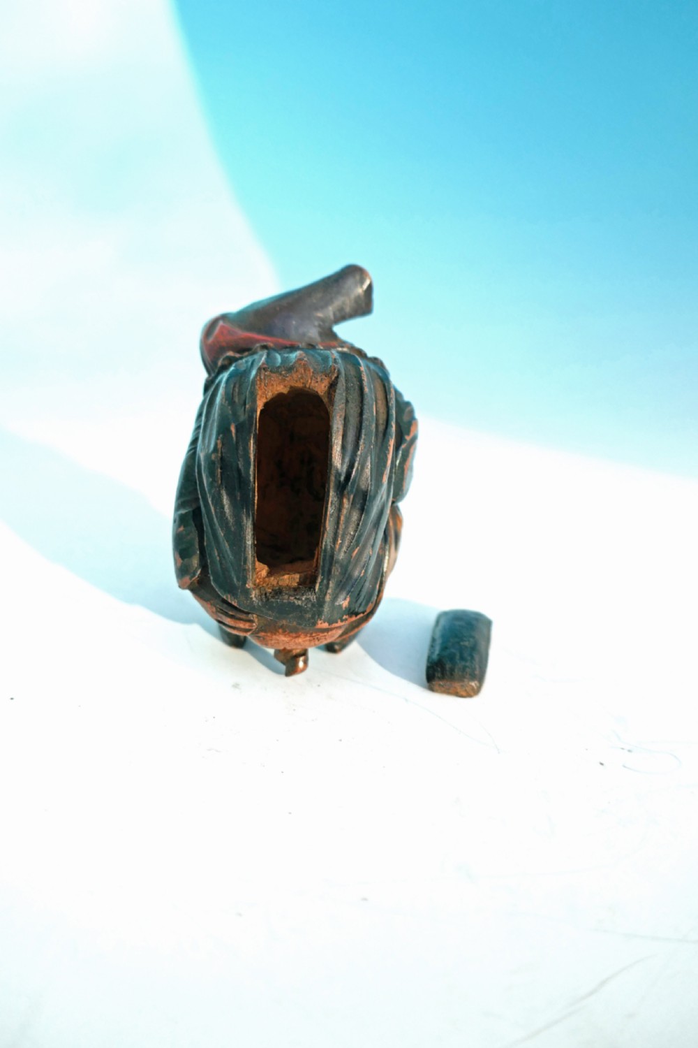 Antique 19thc Treen Painted Snuff Box 