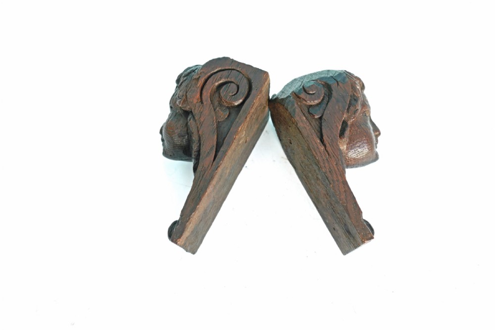Antique Pair Of 17thc Carved Oak Cherubs.   Flemish C1660-80 View III