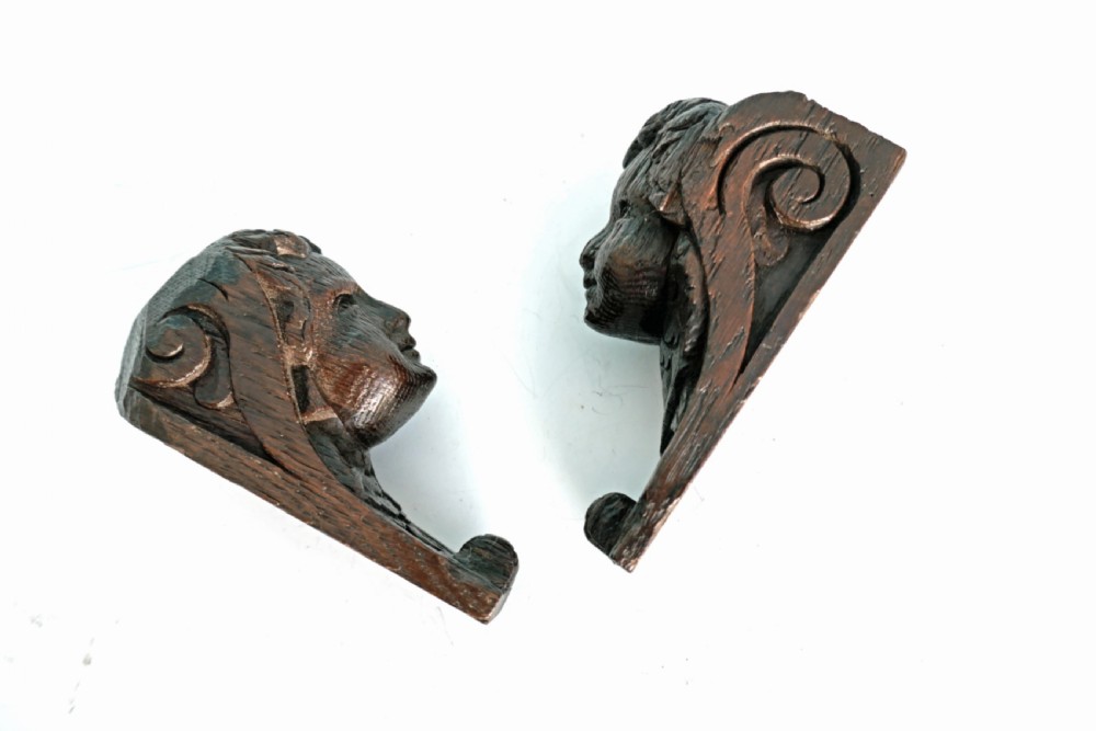 Antique Pair Of 17thc Carved Oak Cherubs.   Flemish C1660-80 View IV
