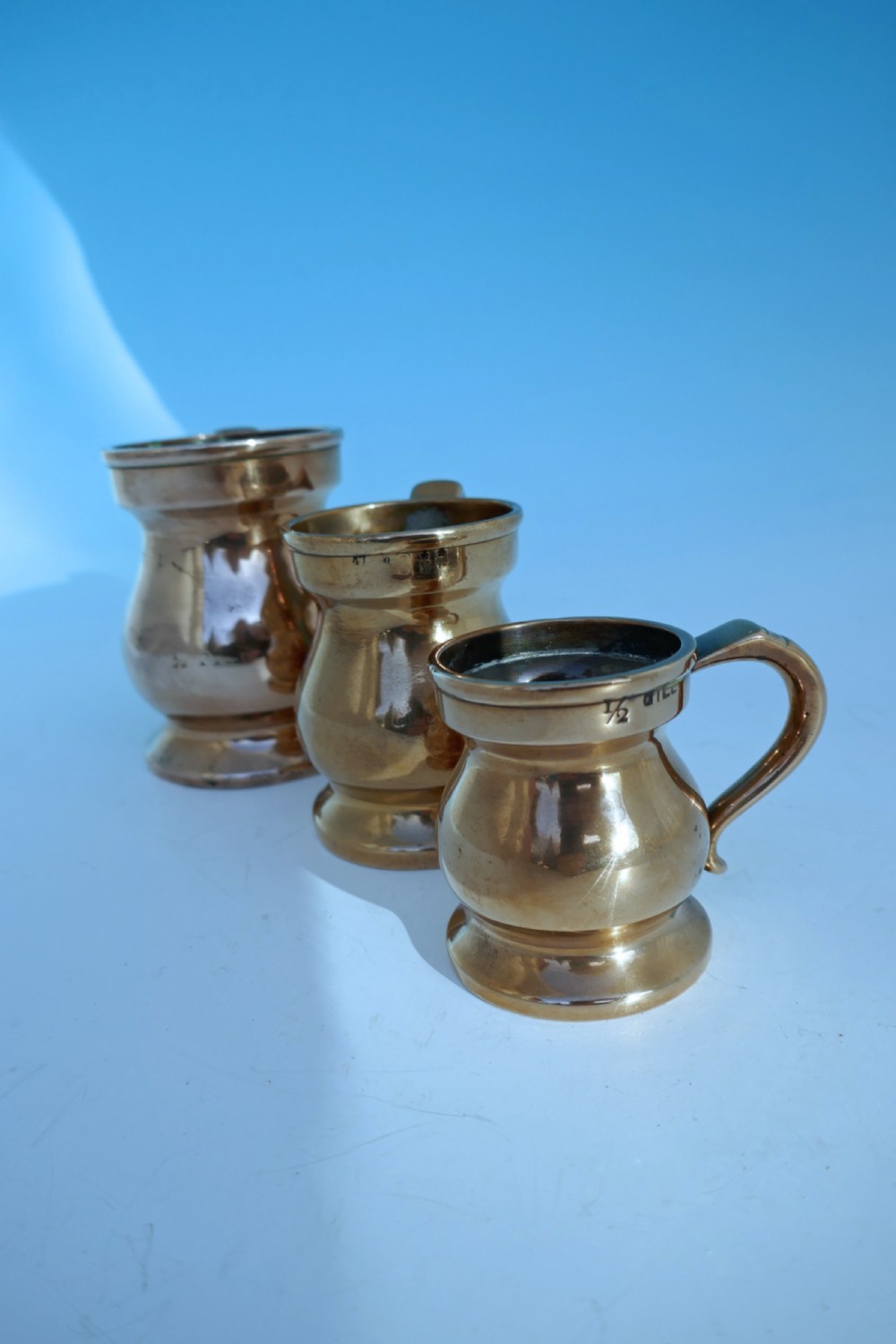 Three Antique Metalware 19thc Imperial Bell Metal Graduated Measures.  English C1840-60.