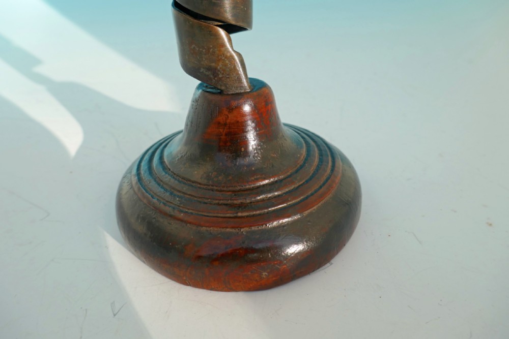Antique Lighting 18thc Spiral Cellar Candlestick On Fruitwood Turned Base.  English / French  C1780-C1800. View II