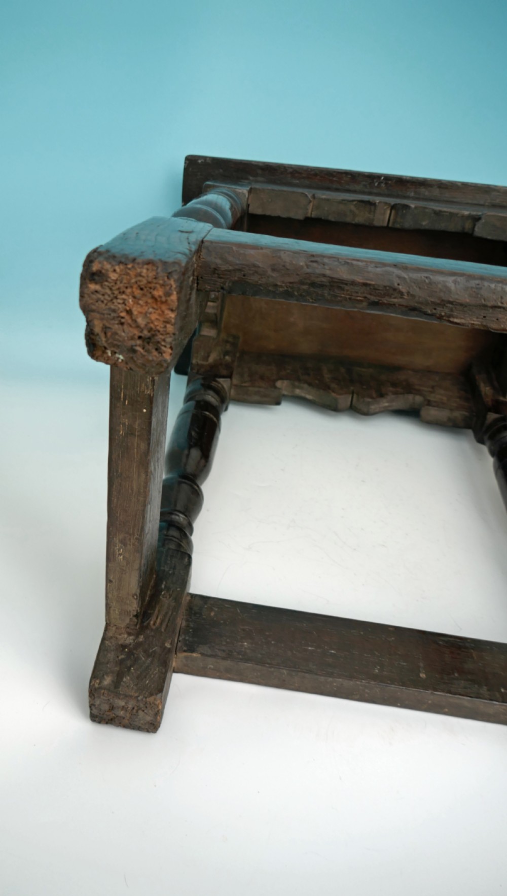 Antique Furniture 17thc Oak Joyned Stool.    English C1620-30 View IV