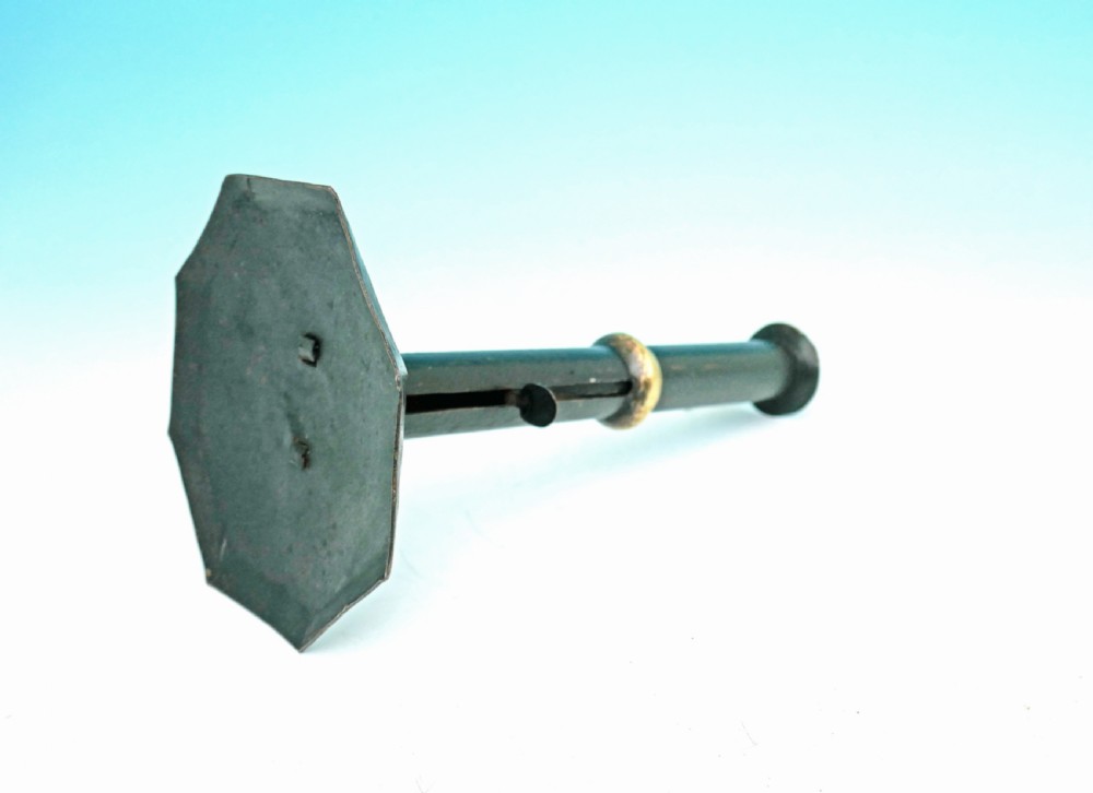 Antique Metalware Single 18thc Toleware Hogscraper Candlestick .   English C1780-C1800 View II