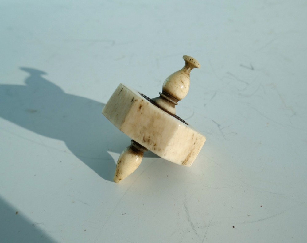 Antique 19thc Bone (Bovine) Child's Spinning Top Toy.    English C1840-60