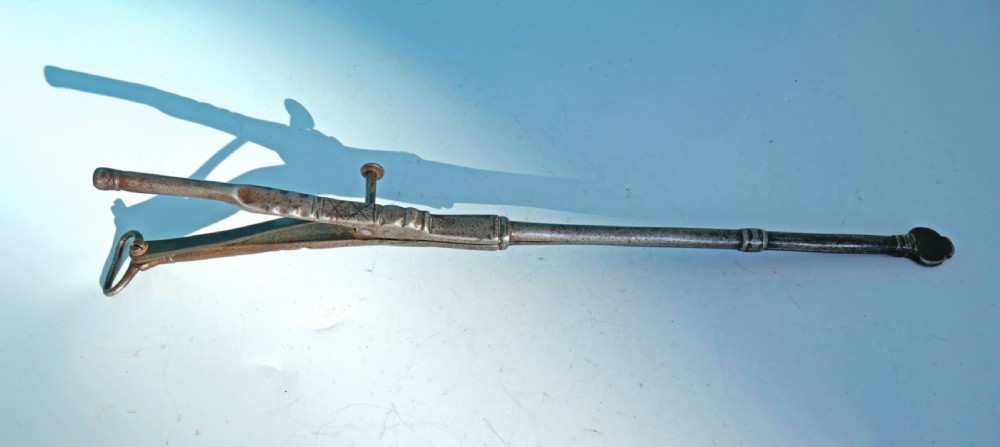 Antique Metalware 18thc Steel Pipe Ember Tongs With Whistle In Handle.  English C1720-40