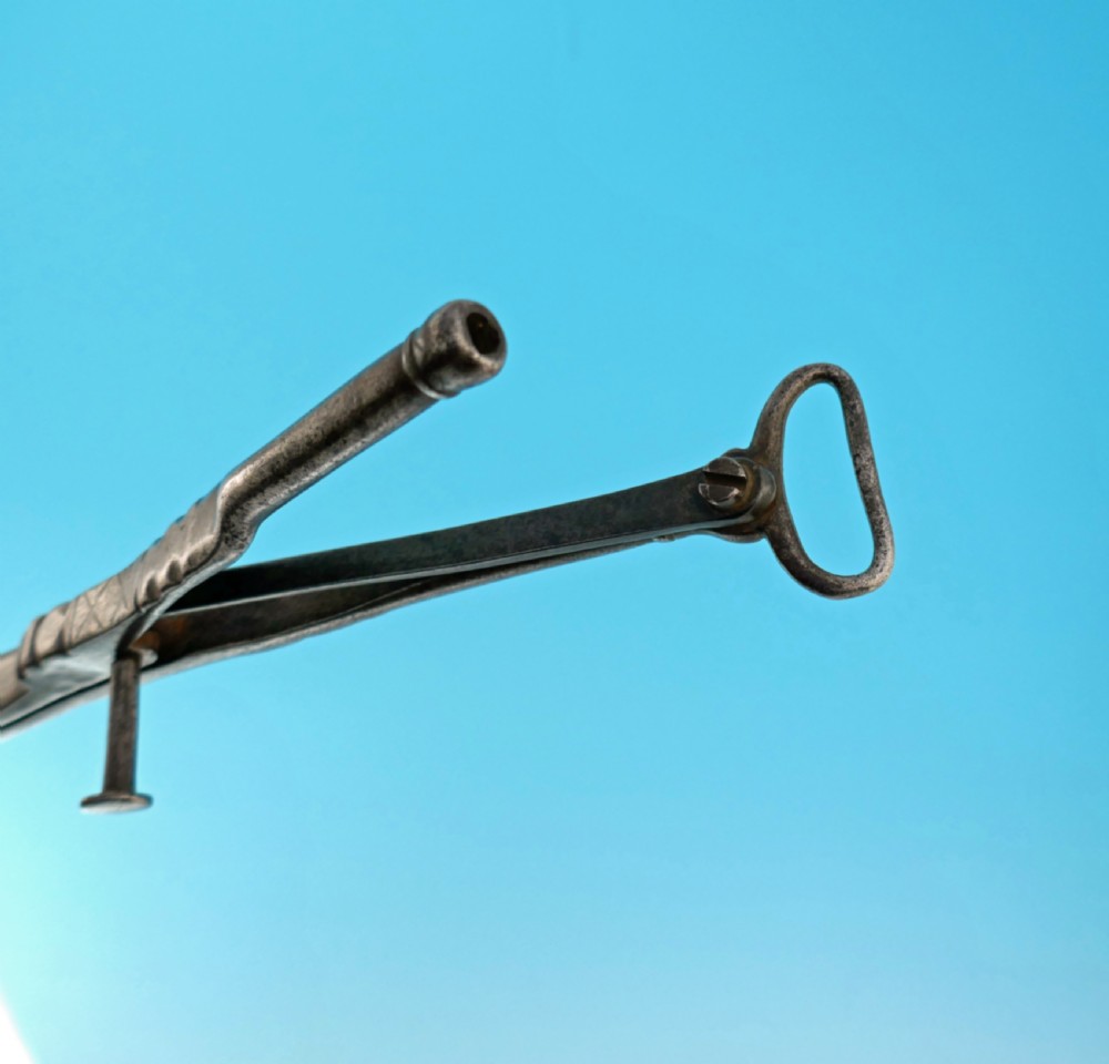 Antique Metalware 18thc Steel Pipe Ember Tongs With Whistle In Handle.  English C1720-40 View IV