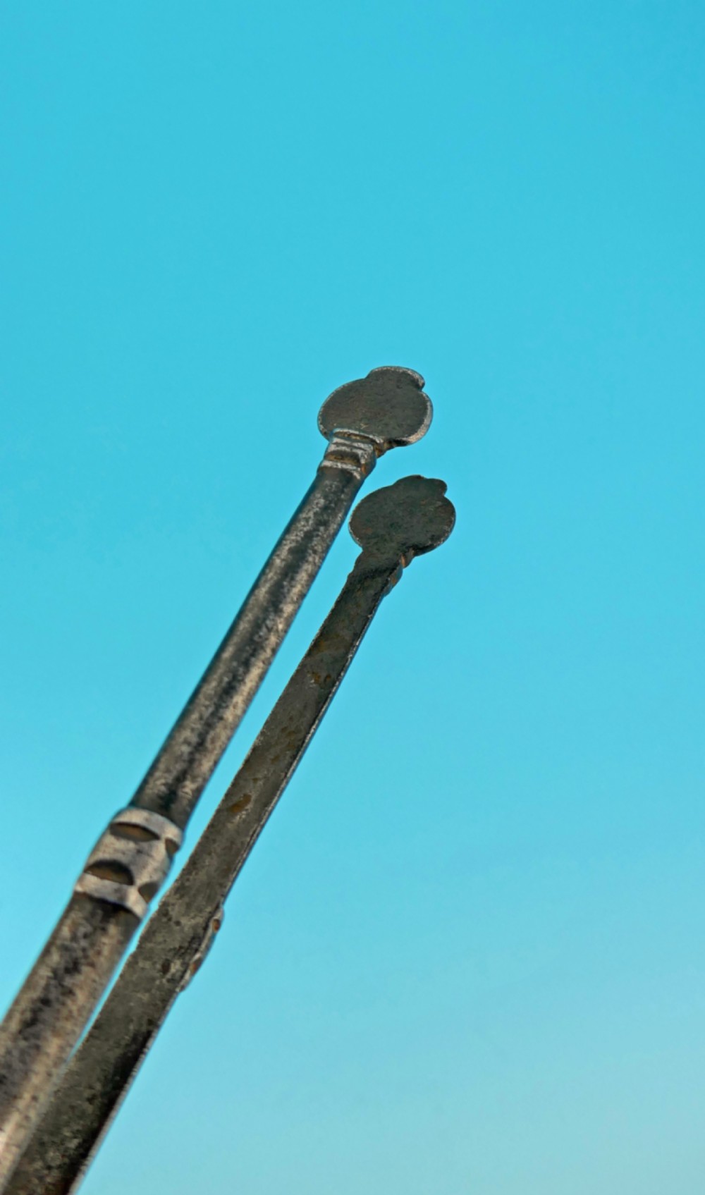 Antique Metalware 18thc Steel Pipe Ember Tongs With Whistle In Handle.  English C1720-40 View V