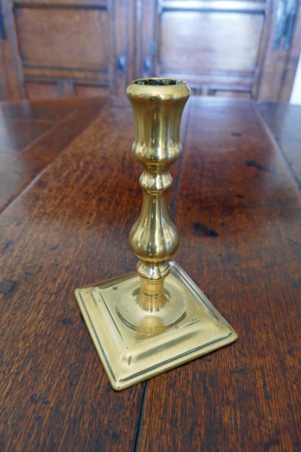 Early 18thc Metalware Queen Ann Single Brass Candlestick . English C1700-10.