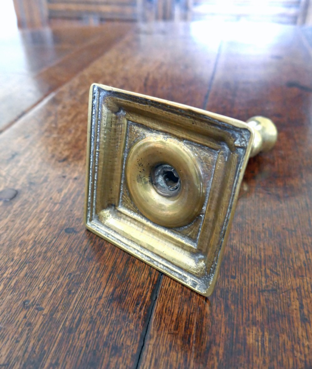 Early 18thc Metalware Queen Ann Single Brass Candlestick . English C1700-10. View II