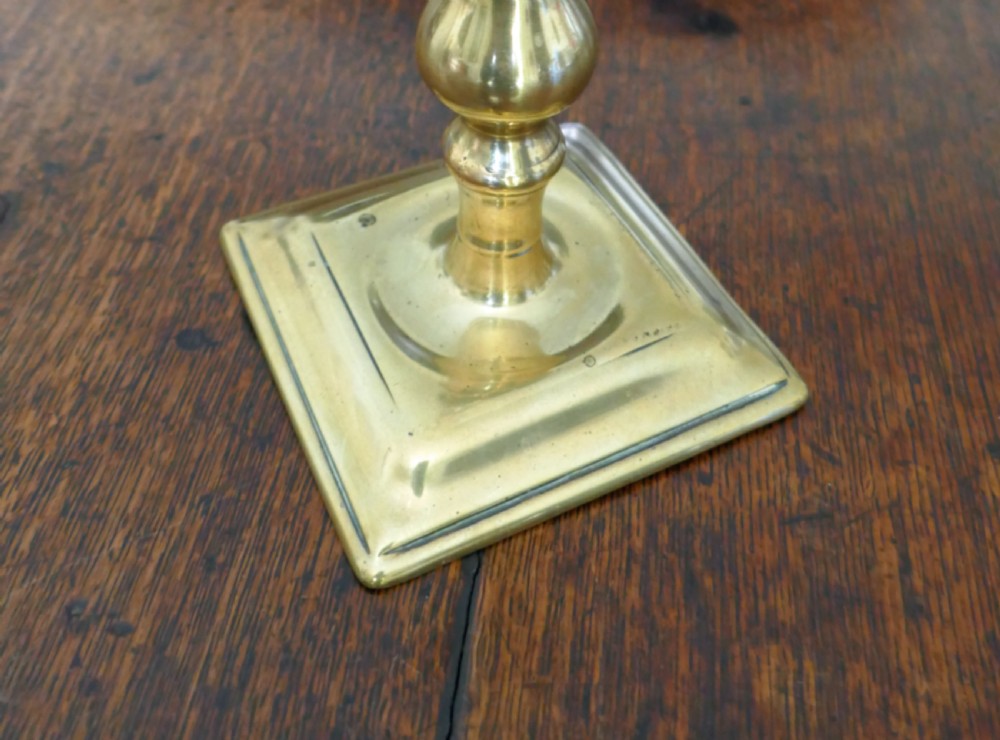 Early 18thc Metalware Queen Ann Single Brass Candlestick . English C1700-10. View IV