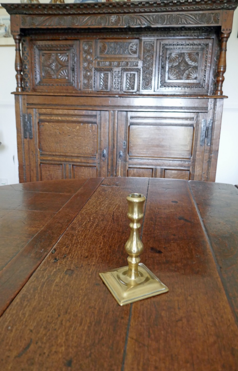 Early 18thc Metalware Queen Ann Single Brass Candlestick . English C1700-10. View V
