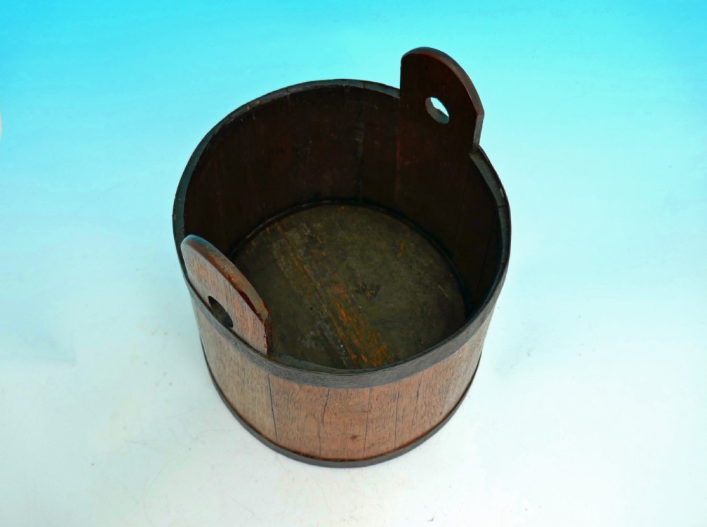 Antique Treen 19thc Staved Decorators Bucket With Makers Label.    English C1860-80. View II