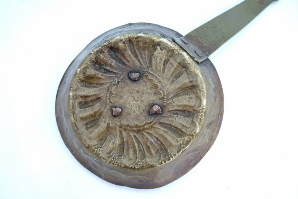Antique Metalware 17thc Decorative Sheet Brass Chamberstick.   Dutch C1660-80. View III