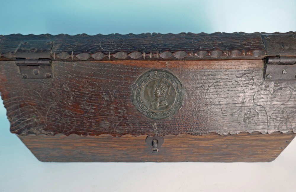 Antique Oak Late 18thc Shipwrights Toolbox Dated 1827 .   French C1780-90 View III