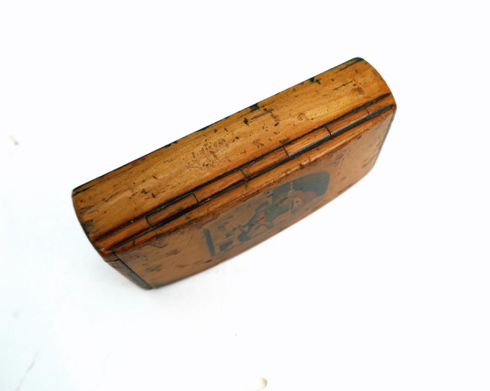 Antique Early 19thc Treen Mauchline Ware Snuff Box 