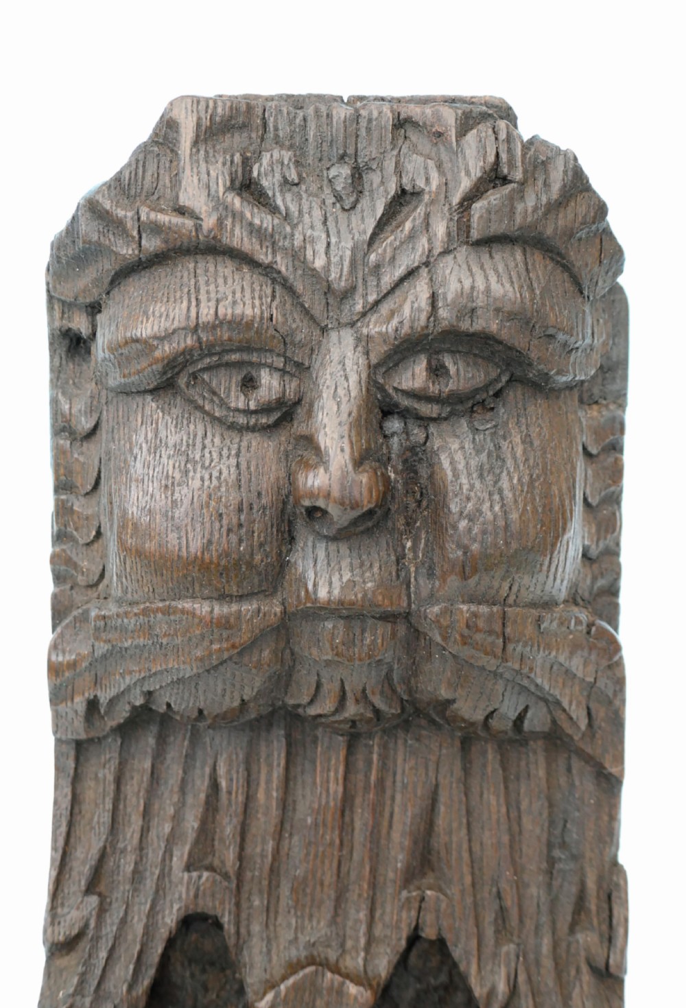 Early 15thc Antique Oak Carving Of The Green Man.    English C1450-80. View II