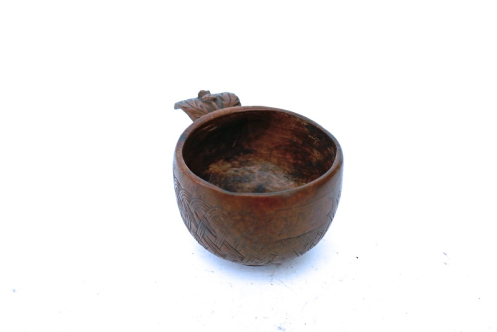 18thc  Small Treen Fruitwood Dated & Named Taste De Vin.     Scottish  C1760-80. View II