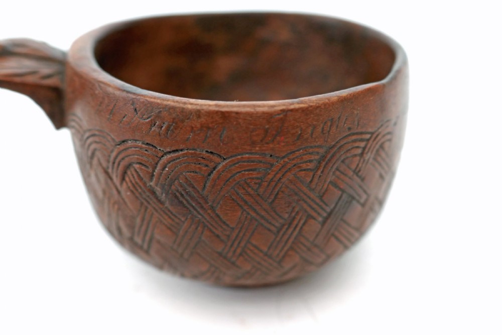 18thc  Small Treen Fruitwood Dated & Named Taste De Vin.     Scottish  C1760-80. View IV