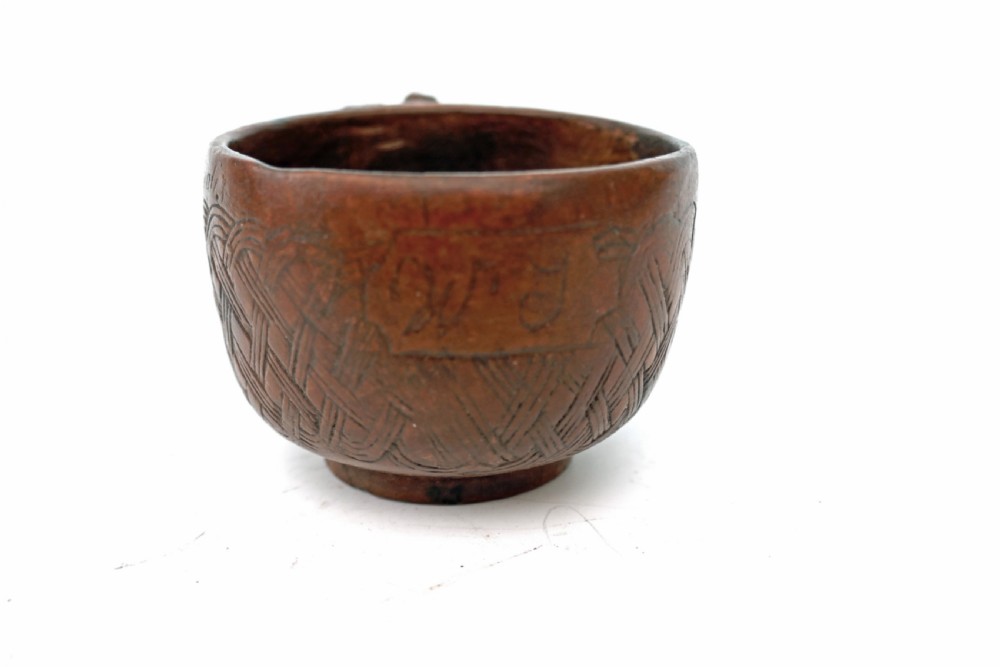 18thc  Small Treen Fruitwood Dated & Named Taste De Vin.     Scottish  C1760-80. View V