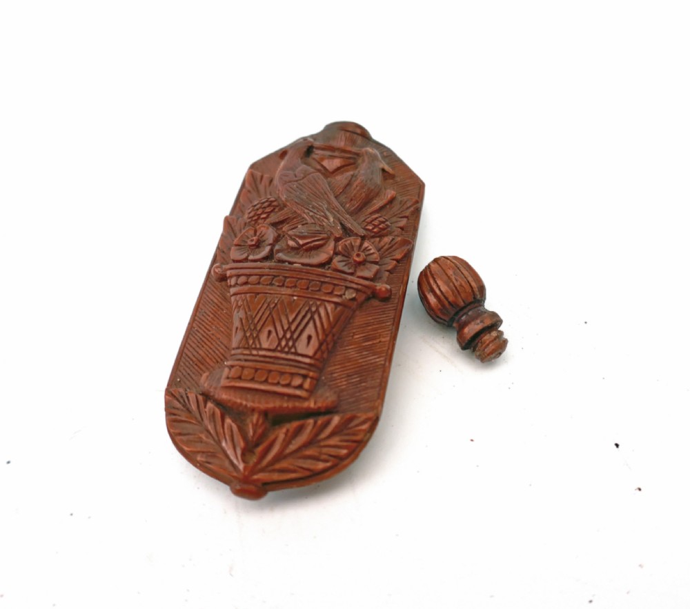 Early 19thc Treen Coquilla Nut Carved Scent Bottle.    French C1820-40. View III