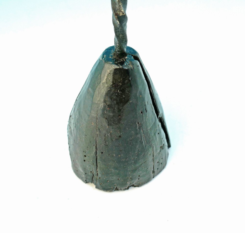 18thc Metalware Lighting Iron Rushlight & Candleholder On Turned Fruitwood Base.  Welsh C1740-60 View V