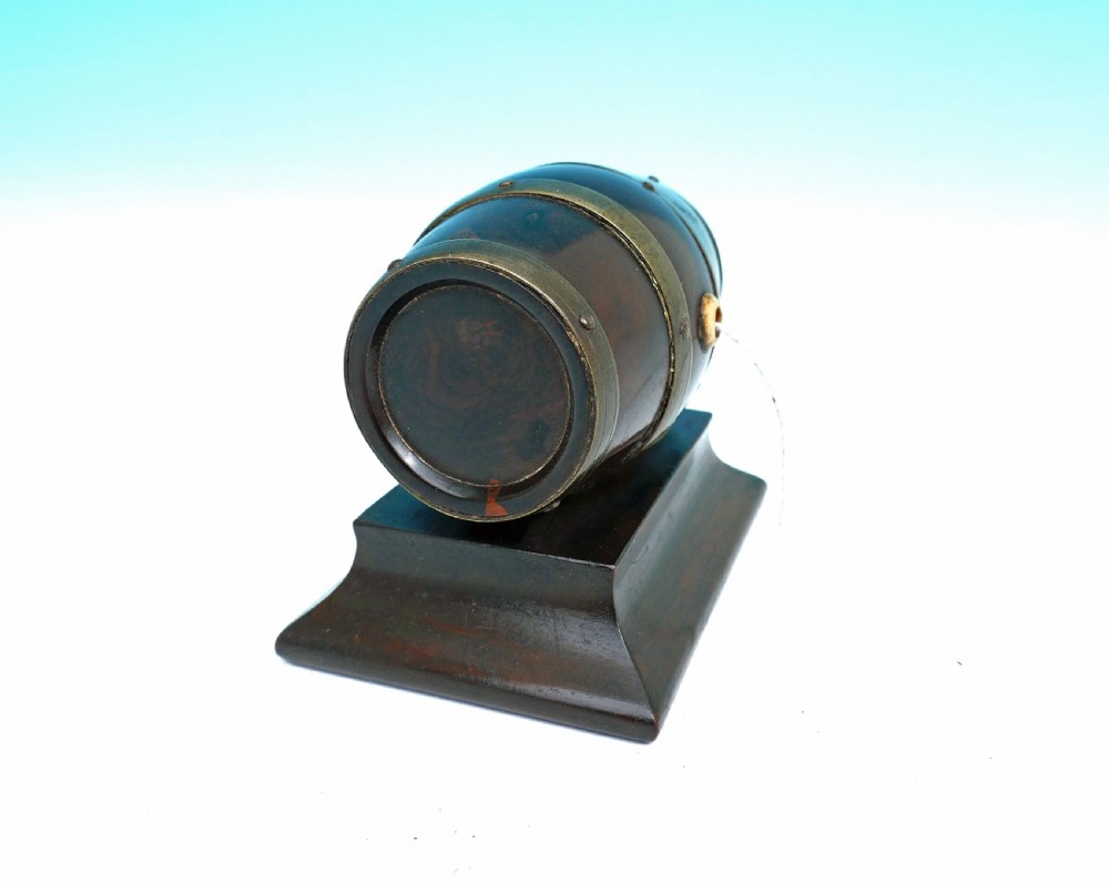 Antique Treen 19thc Rosewood & Brass Banded String Barrel.     English C1840-60 View II