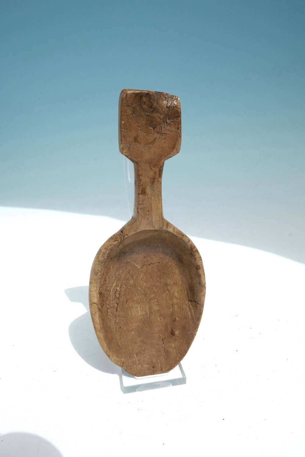 Antique Treen 19thc Carved Sycamore Butter Spoon.     Welsh. C1840-60