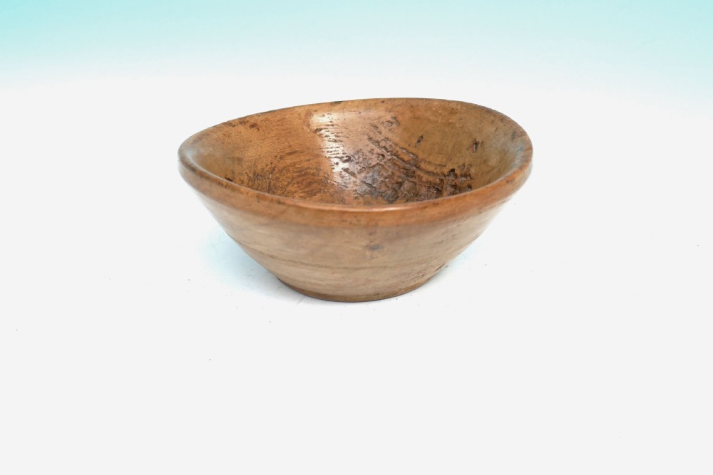 Antique 19thc Treen Turned Sycamore Condiment Bowl / Salt.   English C1840-60