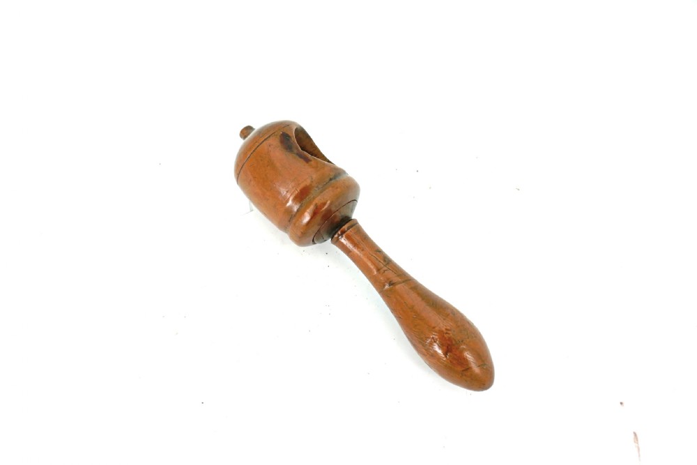 Antique Treen 19thc Boxwood Pocket Screw Nutcracker .    French C1800-20.