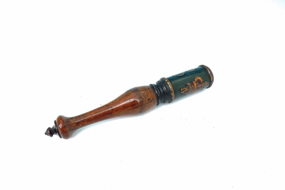 Antique Treen 19thc Geo 1V Ceremonial Hickory Tipstaff.     English C1820-30