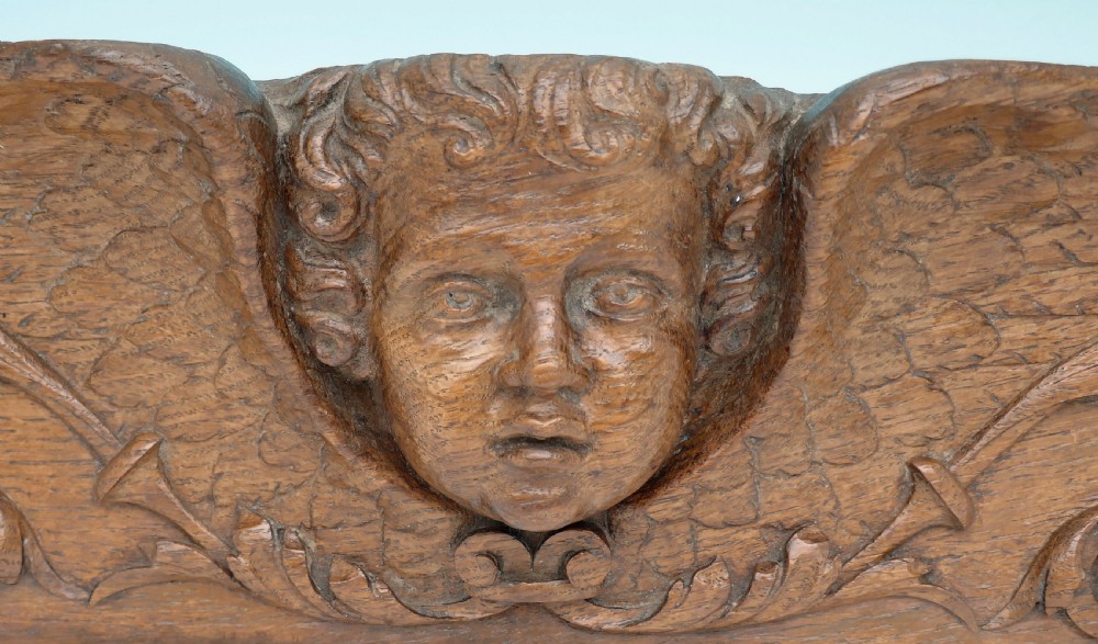 Antique Oak Carved 17thc Winged Angel.      French C1660-80. View II