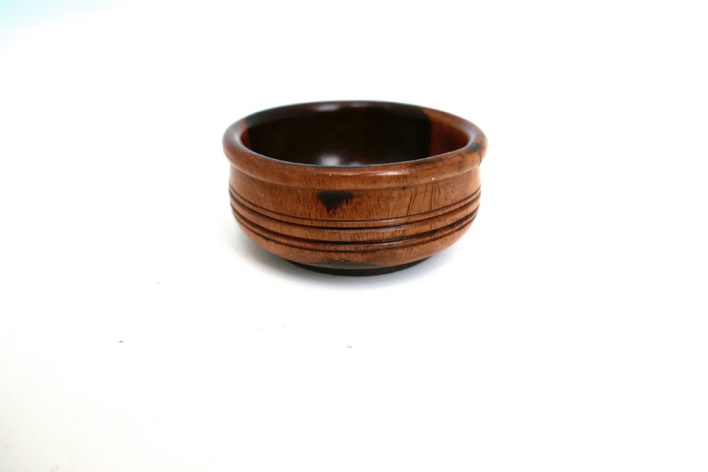 Antique Treen 19thc Lignum Vitae Turned Wool Bowl.     Dutch C1840-60