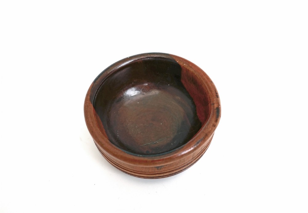 Antique Treen 19thc Lignum Vitae Turned Wool Bowl.     Dutch C1840-60 View III