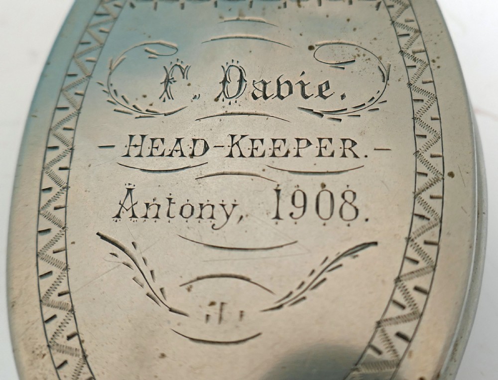 Antique Early 20th Snuff Box Dated 1908 & Engraved Head Keeper F. Davie .  English  View III