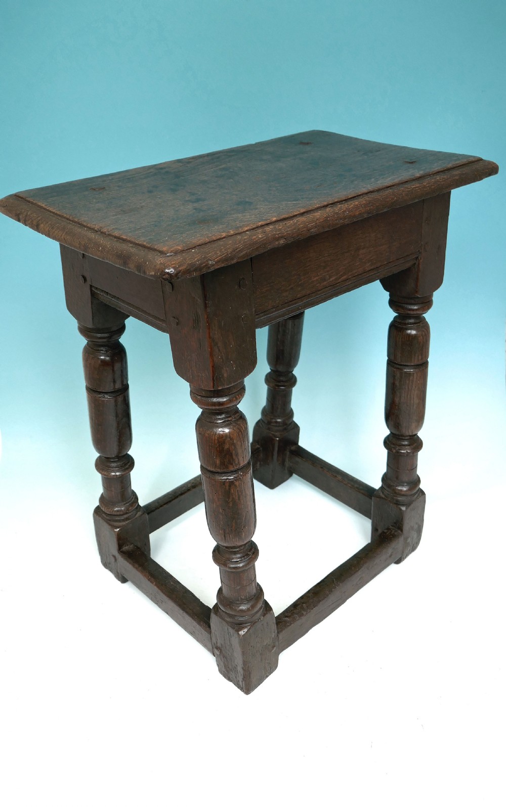 Early 17thc Oak Furniture Joyned Stool.   English C1620-30