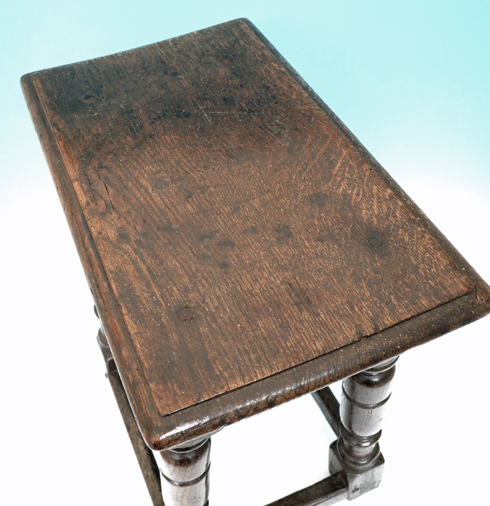 Early 17thc Oak Furniture Joyned Stool.   English C1620-30 View III