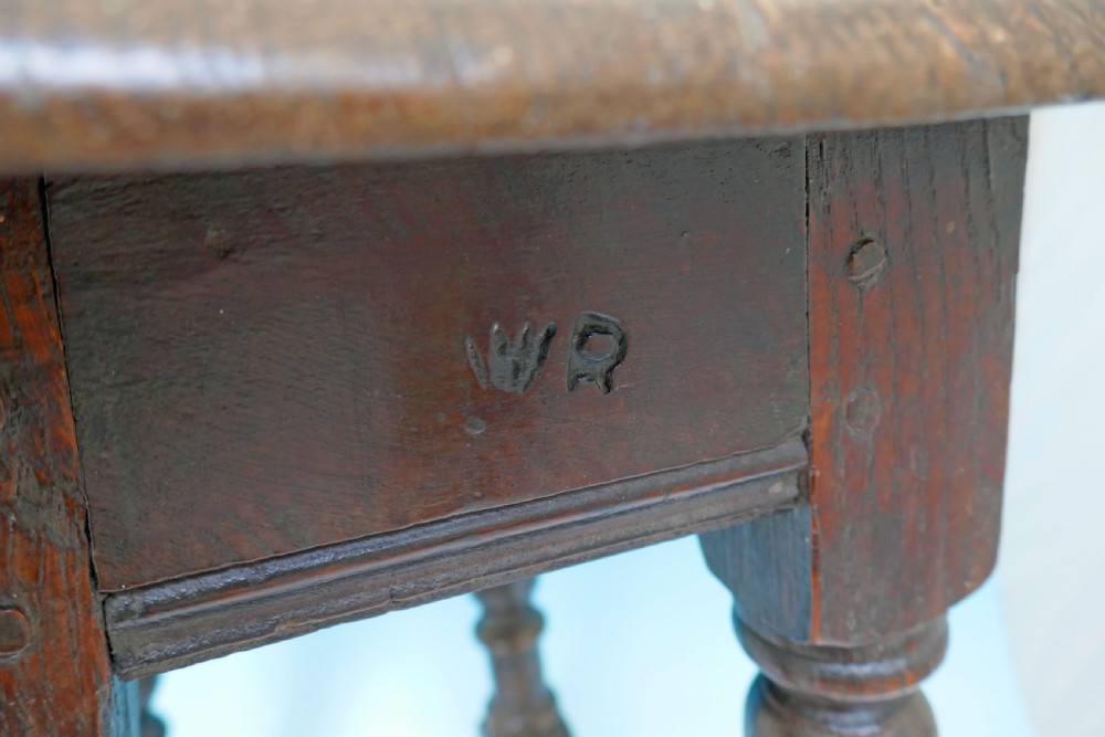 Early 17thc Oak Furniture Joyned Stool.   English C1620-30 View V