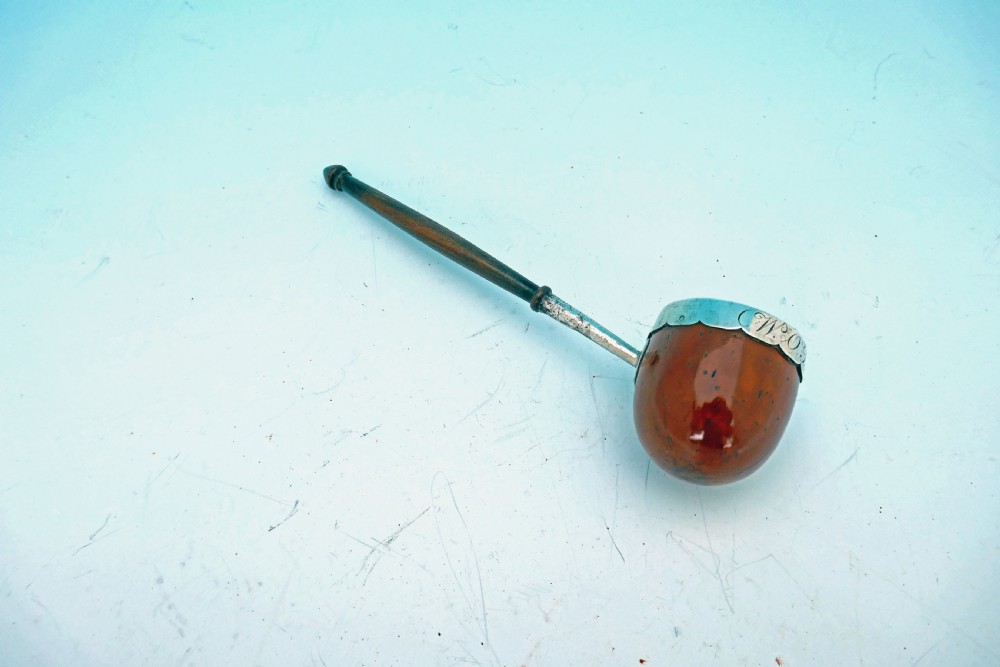 Antique Treen 18thc Silver Rimmed Toddy Ladle Engraved W O Skinner .   Scottish C1770-90 View II