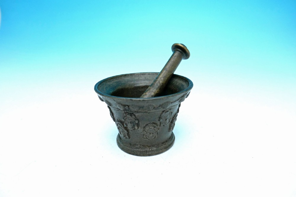 Antique Metalware 16thc / 17thc Small Bronze Pestle & Mortar.   French C1580-C1600